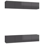vidaXL Meubles TV 4 Pièces Gris brillant 80x30x30 cm Aggloméré