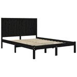 vidaXL Cadre de lit Noir Bois de pin massif 160x200 cm