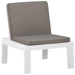 vidaXL Salon de jardin 4 Pièces avec coussins Plastique Blanc