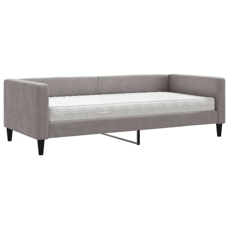 vidaXL Lit de jour avec matelas taupe 90x200 cm tissu