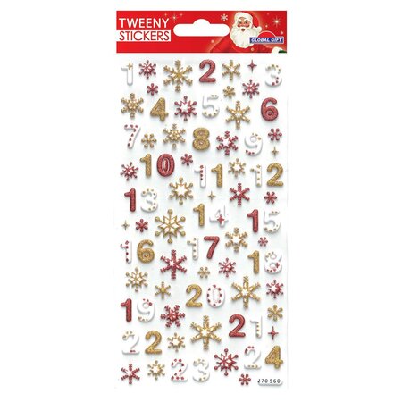 Stickers mousse 3D - Numéros pour Calendrier de l'Avent à paillettes