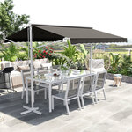 Store double pente manuel rétractable inclinaison réglable acier époxy blanc polyester imperméabilisé anti-UV gris dim. 3L x 2 95l x 2 6H m