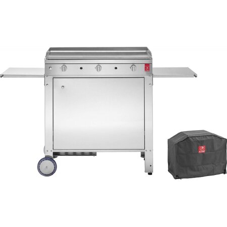 Plancha en inox chef xl 80 cm avec chariot et housse chariot avec porte