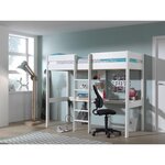 PINO Lit combiné 90x200cm pin massif laqué Blanc