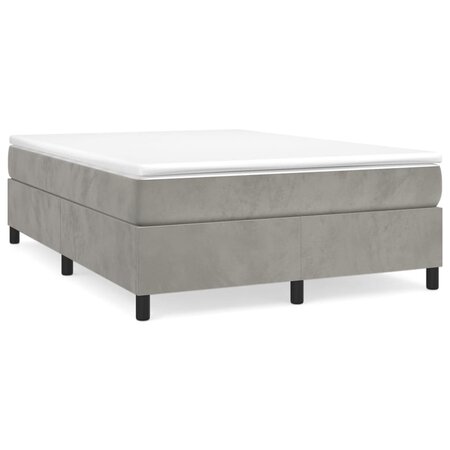 vidaXL Sommier à ressorts de lit Gris clair 140x200 cm Velours