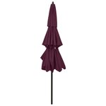 vidaXL Parasol à 3 niveaux avec mât en aluminium Bordeaux 3 m
