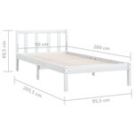 vidaXL Cadre de lit Blanc Bois de pin massif 90x200 cm