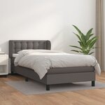vidaXL Lit à sommier tapissier avec matelas Gris 90x190 cm Similicuir