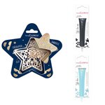 Kit pour biscuit en relief Étoile + 2 Stylos au chocolat noir et bleu pastel