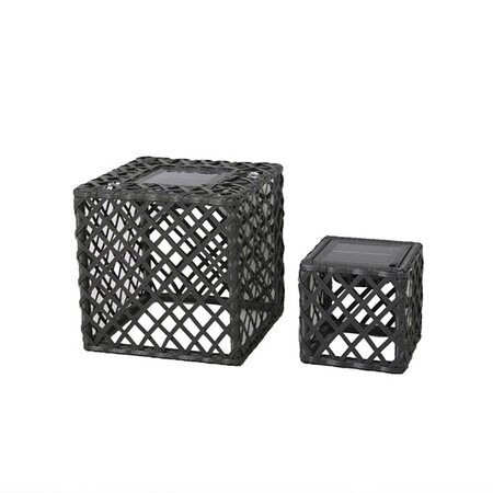 Lot de 2 lanternes cubes solaires louy gris polyrotin h26cm