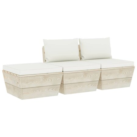 vidaXL Salon de jardin palette 3 Pièces avec coussins Épicéa imprégné
