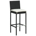 vidaXL Meuble de bar de jardin 5 Pièces et coussins Résine tressée Noir