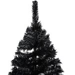 vidaXL Sapin de Noël artificiel pré-éclairé et support noir 210 cm PVC