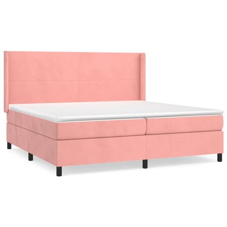 vidaXL Lit à sommier tapissier avec matelas Rose 200x200 cm Velours