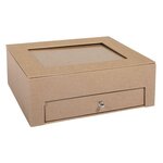 Boîte p.mâché av. tiroir  FSC Rec100  kraft  20x15 3x7 5cm