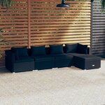 vidaXL Salon de jardin 5 Pièces avec coussins Résine tressée Noir