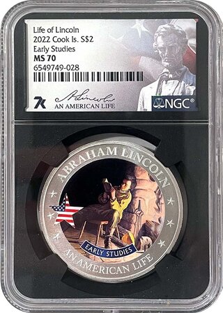 Pièce de monnaie en Argent 2 Dollars g 15.57 (1/2 oz) Millésime 2022 An American Life EARLY STUDIES