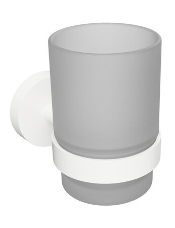 Porte-verre mural WHITE en laiton blanc et en verre 7x9,5x10,5cm