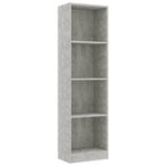 vidaXL Bibliothèque à 4 niveaux Gris béton 40x24x142 cm Aggloméré