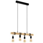 Eglo lampe suspendue townshend 4 lampes bois noir et beige