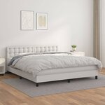 vidaXL Lit à sommier tapissier avec matelas Blanc 180x200cm Similicuir