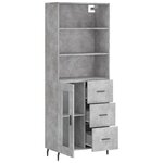 vidaXL Buffet haut Gris béton 69 5x34x180 cm Bois d'ingénierie