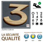 Numéro 7-Numéro adhésif pour boîtes aux lettres - Résine de 3 mm, hauteur environ 50 mm - Voyager (chêne moyen)