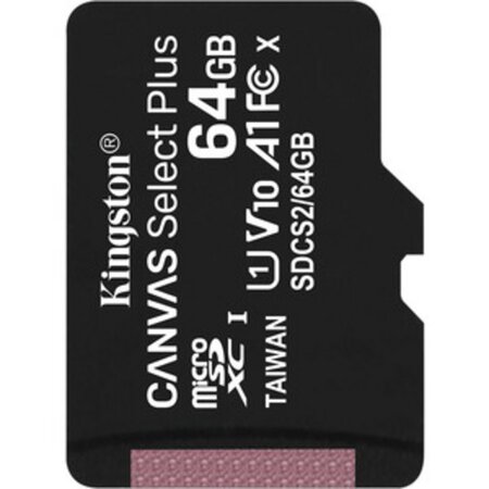 Kingston 64gb micsdxc canvas select plus 100r a1 c10 single pack w/o adp