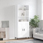 vidaXL Buffet haut Blanc brillant 69 5x34x180 cm Bois d'ingénierie