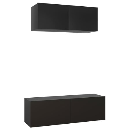 vidaXL Ensemble de meuble TV 2 Pièces Noir Aggloméré