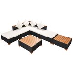 vidaXL Salon de jardin 7 Pièces avec coussins Résine tressée Noir