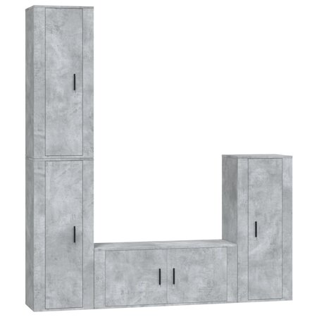 vidaXL Ensemble de meubles TV 4 Pièces Gris béton Bois d'ingénierie