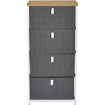 Meuble de rangement tiroirs en tissu plateau en bois 4 tiroirs