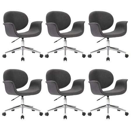 vidaXL Chaises pivotantes à manger lot de 6 gris tissu