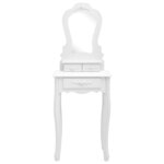 vidaXL Ensemble de coiffeuse avec tabouret Blanc 50x59x136cm Paulownia