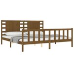 vidaXL Cadre de lit et tête de lit marron miel Super King bois massif