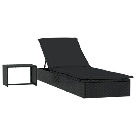 vidaXL Transat avec table noir résine tressée