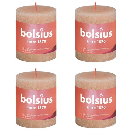 Bolsius Bougies pilier rustiques Shine 4 Pièces 80x68 mm Rose brumeux