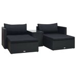 vidaXL Salon de jardin 5 Pièces avec coussins Résine tressée Noir