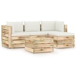 vidaXL Salon de jardin 5 Pièces avec coussins vert bois imprégné