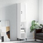 vidaXL Buffet haut Blanc brillant 34 5x34x180 cm Bois d'ingénierie
