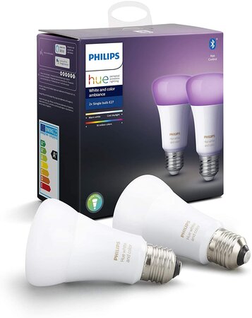 Ampoules Led Connectées White & Color Ambiance E27 Compatible Bluetooth Avec Fonctionne Avec Alexa Pack De 2 [Classe Énergétique A+]