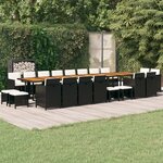vidaXL Ensemble à dîner de jardin coussins 21 Pièces Noir Résine tressée