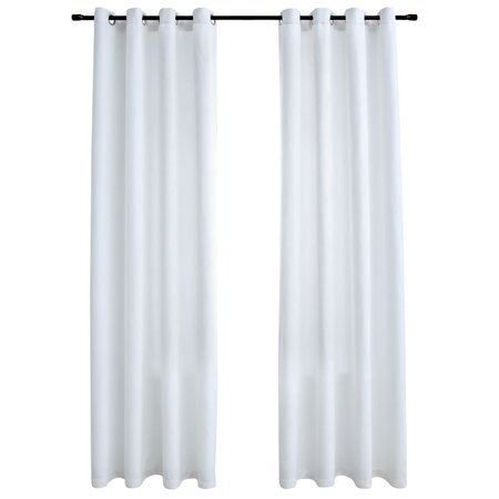 vidaXL Rideau occultant et anneaux en métal 2Pièces Blanc cassé 140x175cm