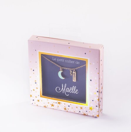 Collier prénom maelle avec pendentif lune