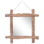 vidaXL Miroir à bûches Naturel 70x70 cm Bois de récupération massif