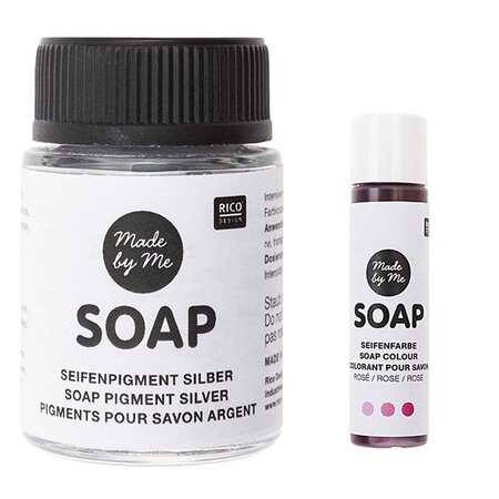 Pigment argenté pour savon 20 ml + colorant rose