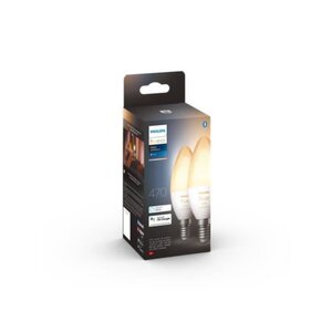 Philips hue blanc - ampoule led connectée flamme e14 - 5 5w - compatible bluetooth - pack de 2