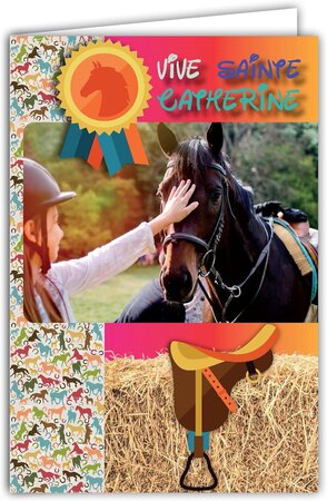 Carte sainte catherine bonne fête 25 novembre avec enveloppe blanche 12x17 5cm