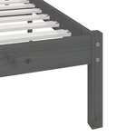 vidaXL Cadre de lit Gris Bois de pin massif 135x190 cm Double